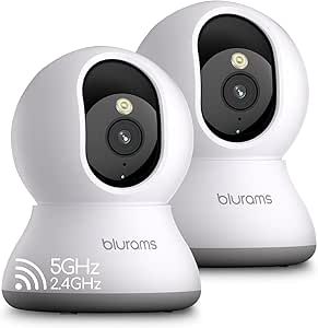 blurams Cameras for Home Security, 2K Pet Camera with Phone App, 360° PTZ Indoor Cameras, 2-Way Talk, Motion Tracking, Color/IR Night Vision, Cloud&SD, Works with Alexa (2Pack, 5GHz/2.4GHz Dual-Band) asin的图片