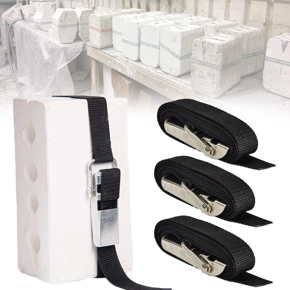 Plaster Mold Banding Straps for Potters Ceramic, Home Crafters - Heavy Duty Fasteners, 3 Pcs (4')