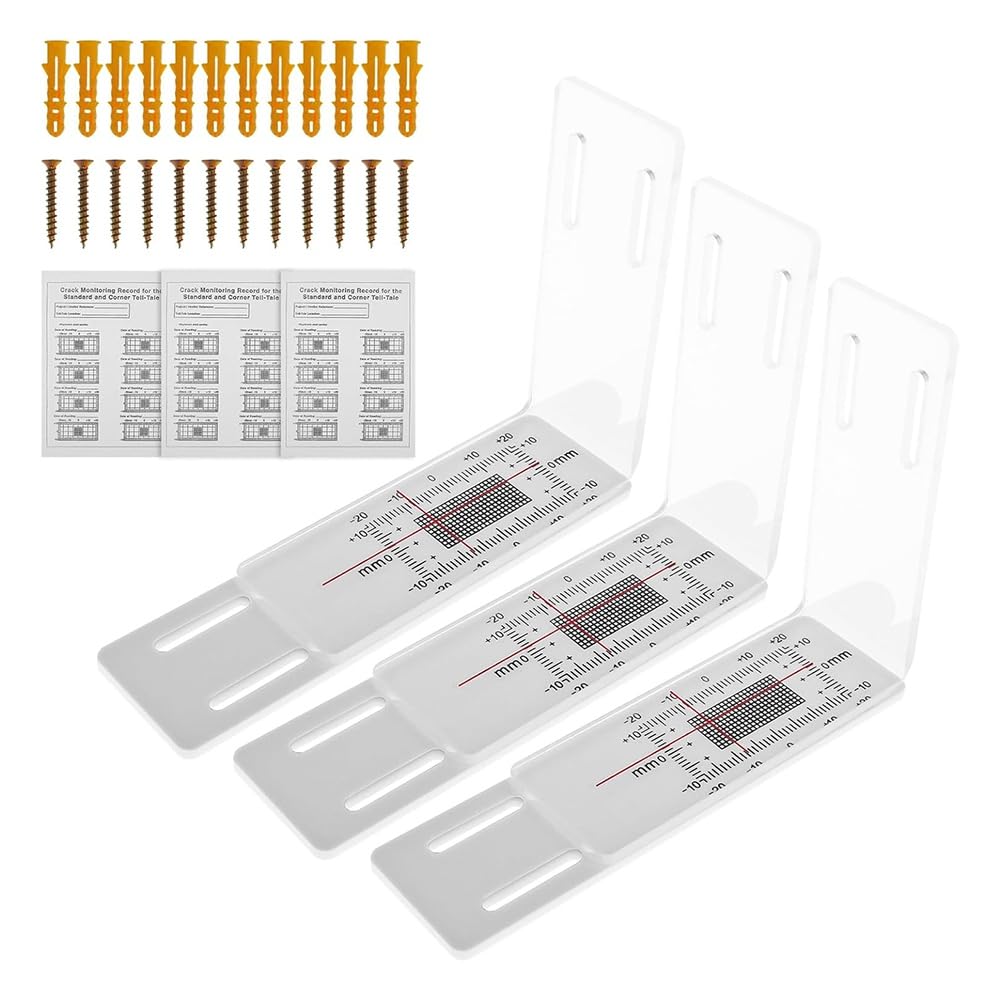ximie 3 Pcs Crack Monitor, Crack Monitoring Record Concrete Crack Monitor, Corner Crack Monitor for the Standard and Corner