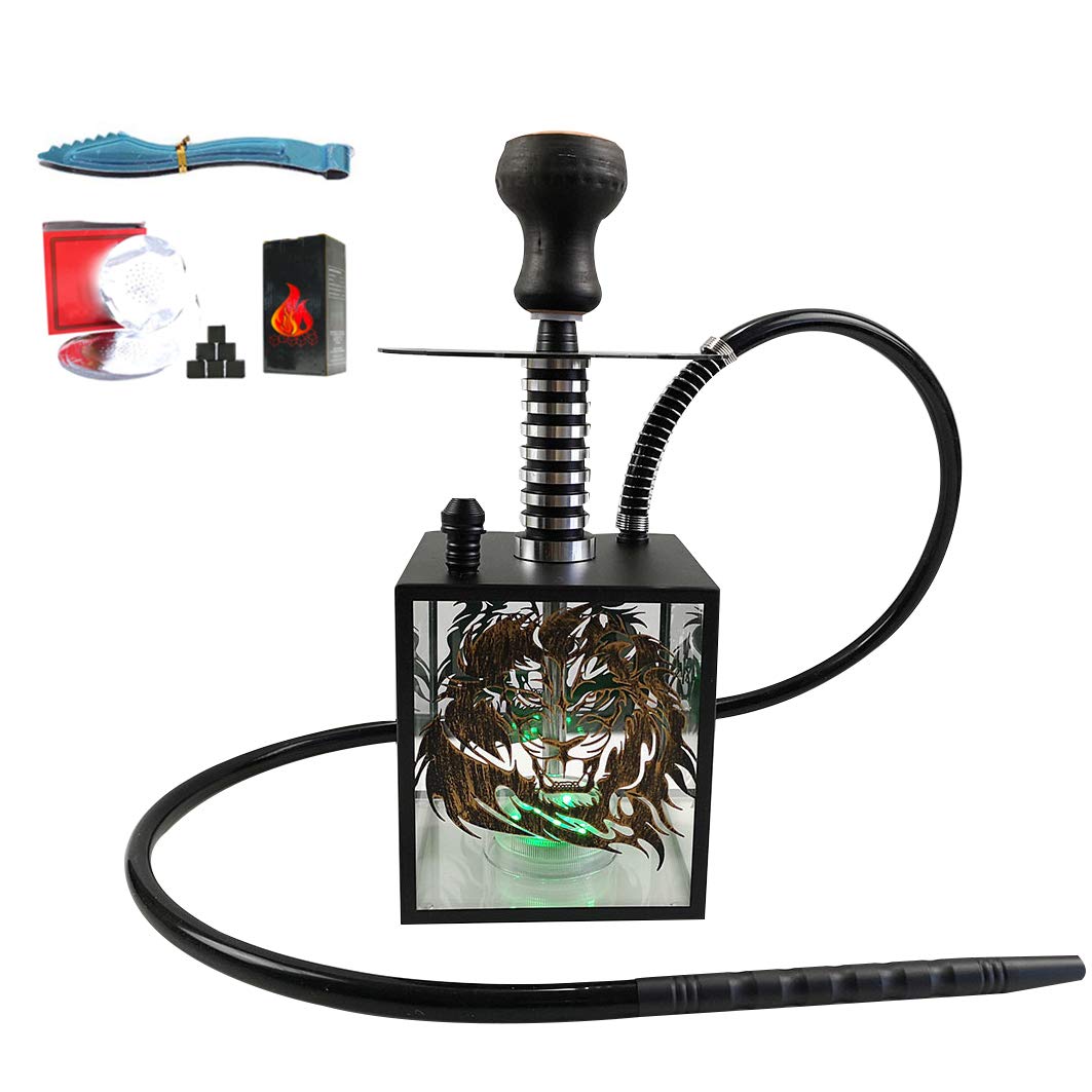 Portátil Conjunto Completo Cachimba Cachimba Conjunto, con El Humo de Carbón Pasta de Clip de Humo de Carbono Y el Papel de Estaño Portátil Completa Cachimba Conjunto con Luz LED