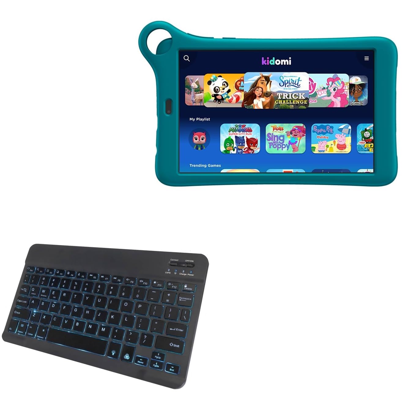 BoxWave Keyboard Compatible with Alcatel Joy TAB Kids 2 - SlimKeys Bluetooth Keyboard - with Backlight, Portable Slim LED 7 Colors - Jet Black