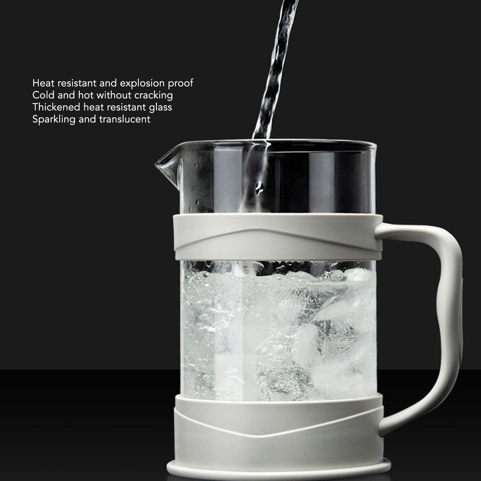 Gsycle 1000ml French Press Coffee Maker, High Borosilicate Glass Double Layer Insulation Press Cold Brew Coffee Pot with Plastic Cover for Tea Office