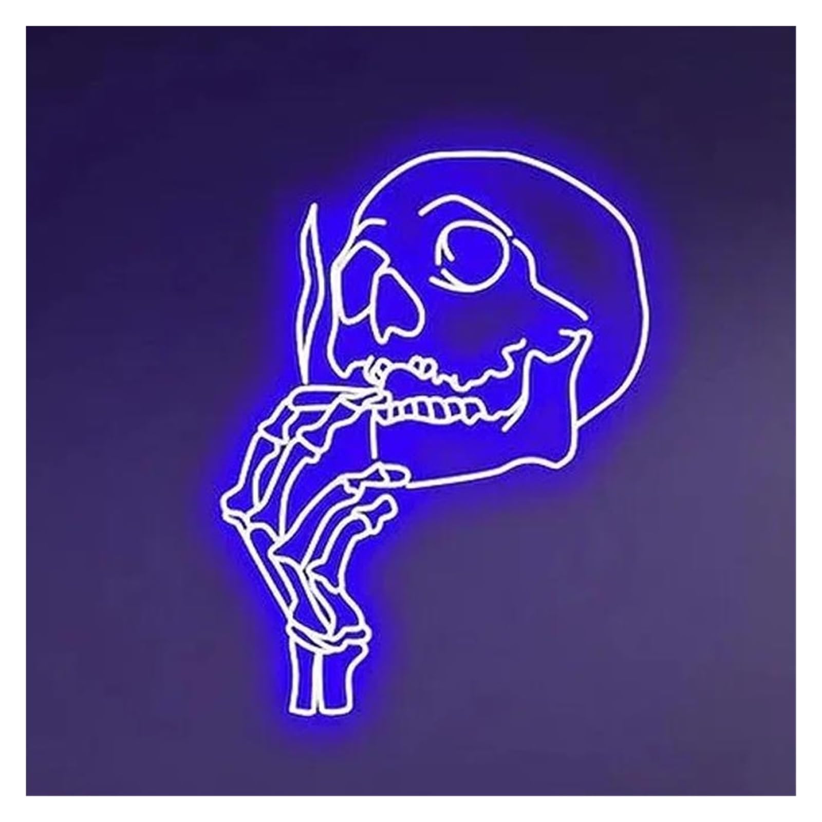 Lemst Dark Blue Signs Lamp Skull Head Neon Sign Light Usb Powered For Gaming Room Bar Bedroom Man Cave Party Personalized Aesthetic Wall Art Decor 50Cm(Dark Blue)