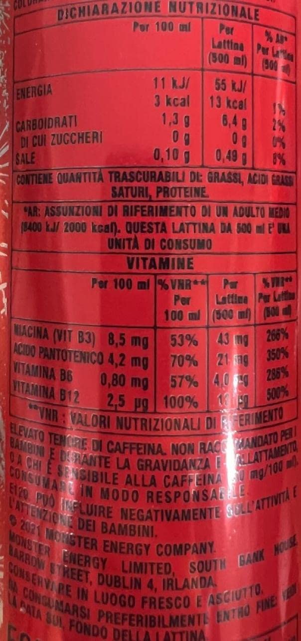 Monster Energy Ultra Watermelon Flavour (Pastèque) Zero Sugar Energy Drink 12 x 0,5l