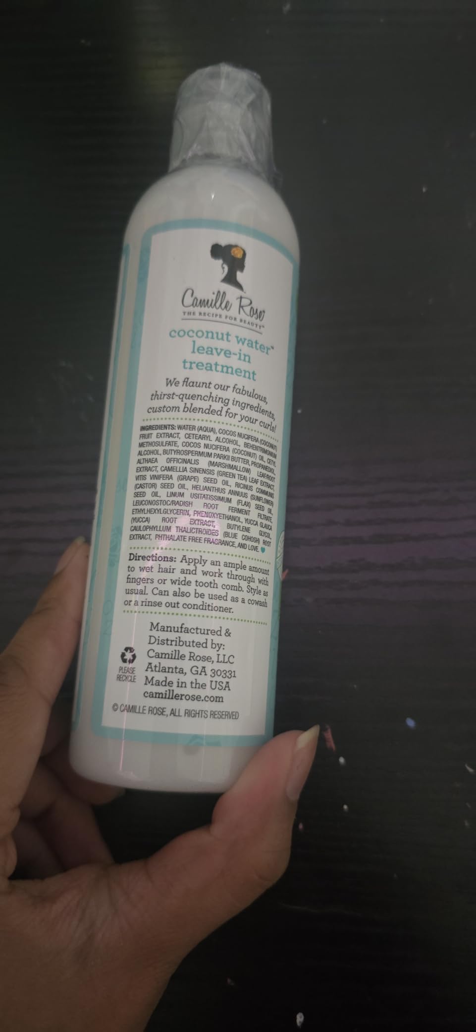 Camille Rose Leave-In Conditioner, Coconut Water – Lightweight Deep Conditioning Hair Treatment, Detangler & Frizz Control, 8 Fl Oz
