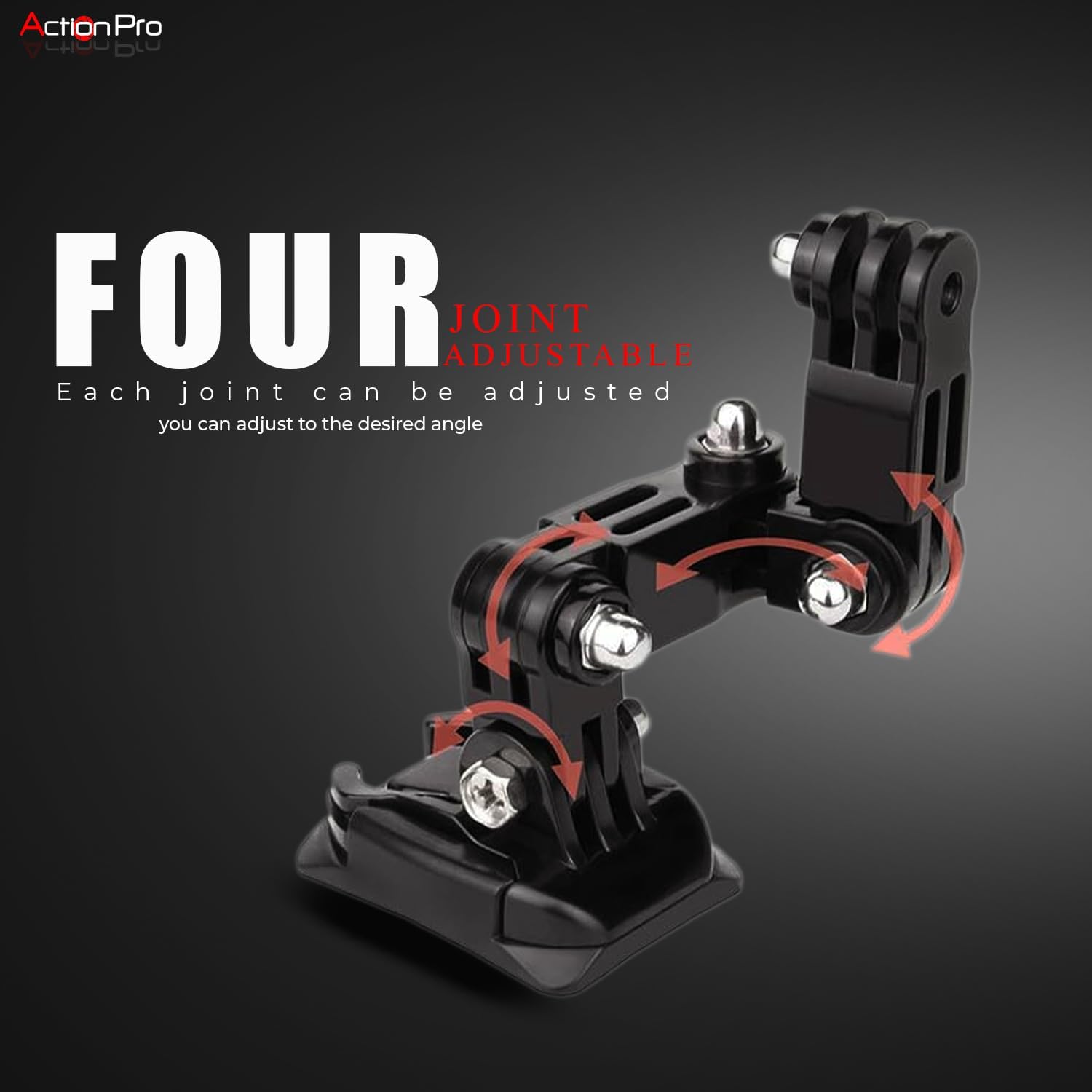 Action Pro 4-Way Adjustable Base Front Chin Mount for Full Face Helmet Compatible with GoPro Hero 13/12/11/10/9/8/7/6/5/4/3+/3, DJI Osmo Action, Insta360, SJCAM & YI Action Cameras 1