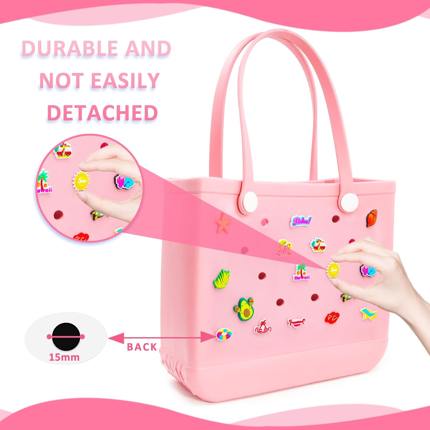 16 Pcs Accessories for Bogg Bag, Rubber Summer Decoration for Bogg Bag Charms, Compatible with Women Rubber Beach Bag Tote Handbag - Image 2