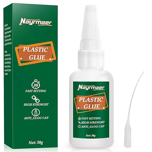 Pegamento de plástico, 1.06 oz (30 g), pegamento de plástico a plástico para pegar plástico y otros materiales, pegamento súper instantáneo para