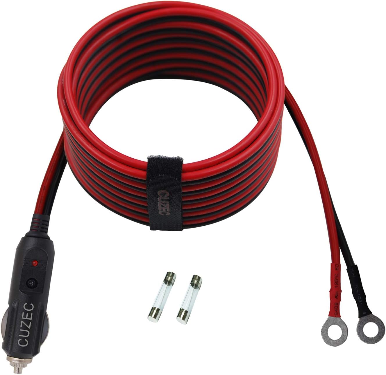 CUZEC Heavy-Duty 14AWG 20A Male Plug Cigarette Lighter Adapter Power Supply Cord with 12ft / 3.66m 14 AWG Cable Wire for Car Inverter Air Pump Electric Cup and DIY