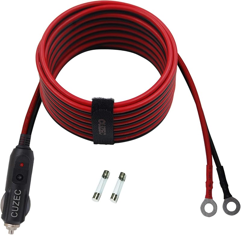 Plugue Macho para Acendedor de Cigarro CUZEC 14 AWG 20 A com Cabo de 3,66 m – 12 V/24 V