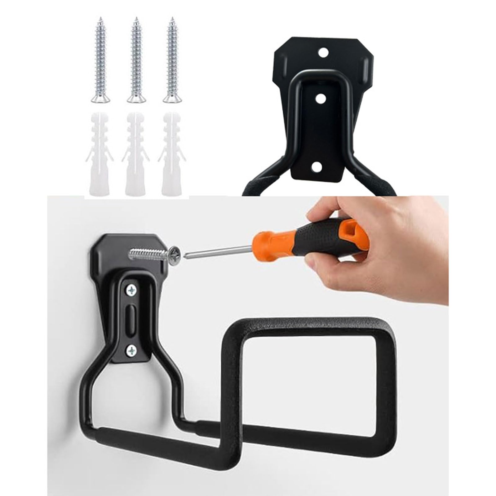 Lot de 2 tuyaux en métal pour garage et piscine avec construction antirouille en fer et pièces de rangement murales en métal avec bobine de finition résistante à l'eau avec housse de garage robuste