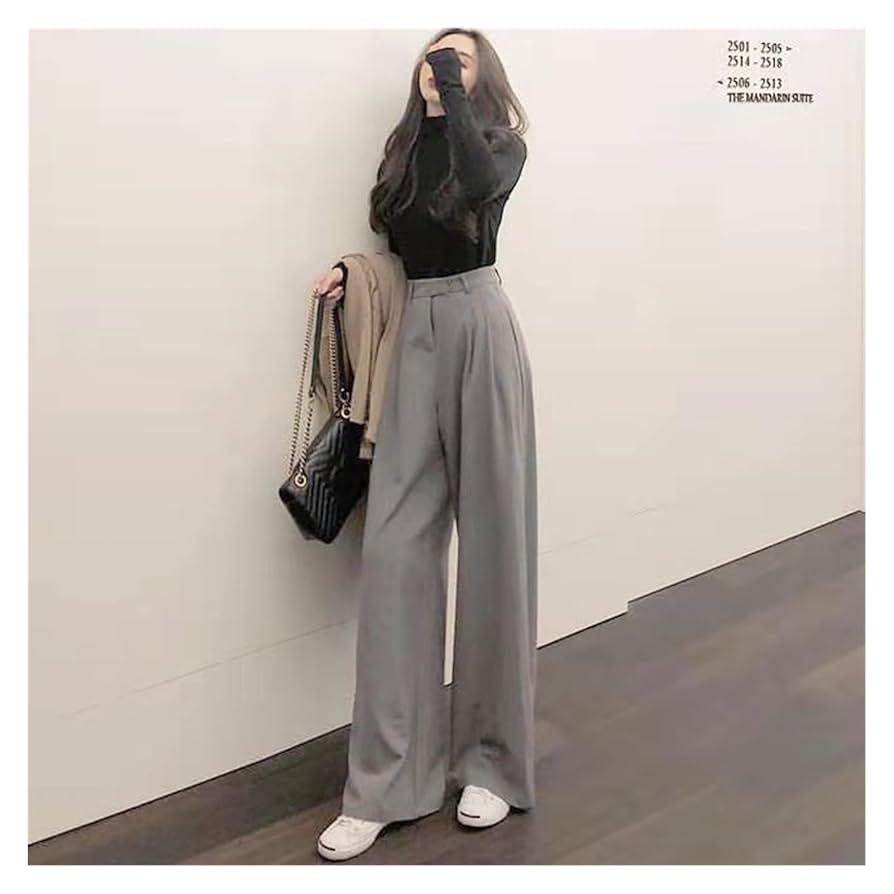 FYINGKE Retro Solid Color Wild Straight Wide Leg Pants