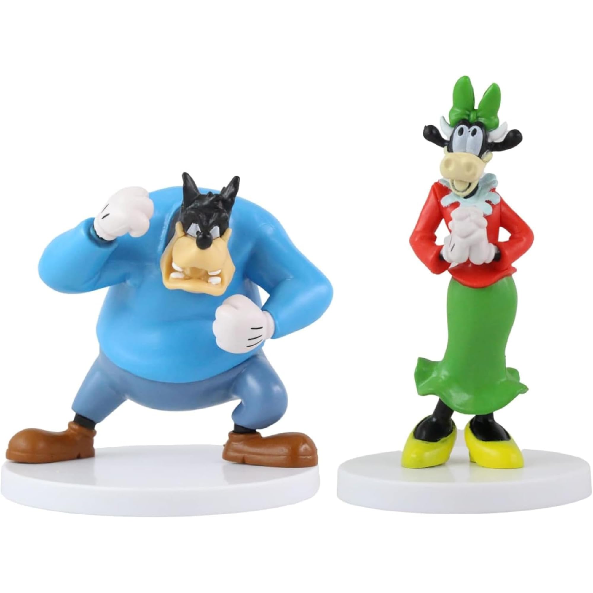 Mickey Mouse and Friends 3D Figures - Highly Detailed 6-10cm Collectible Miniature Figures Perfect for Cake Toppers - (Pete & Clarabelle)