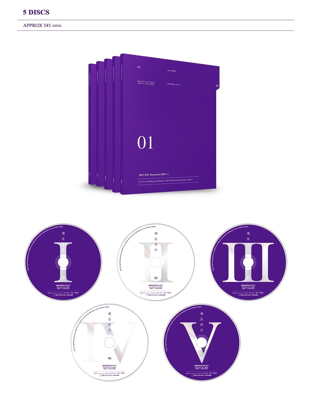 BigHit Entertainment BTS Memories of 2017 BLU-Ray 5Discs+Paper