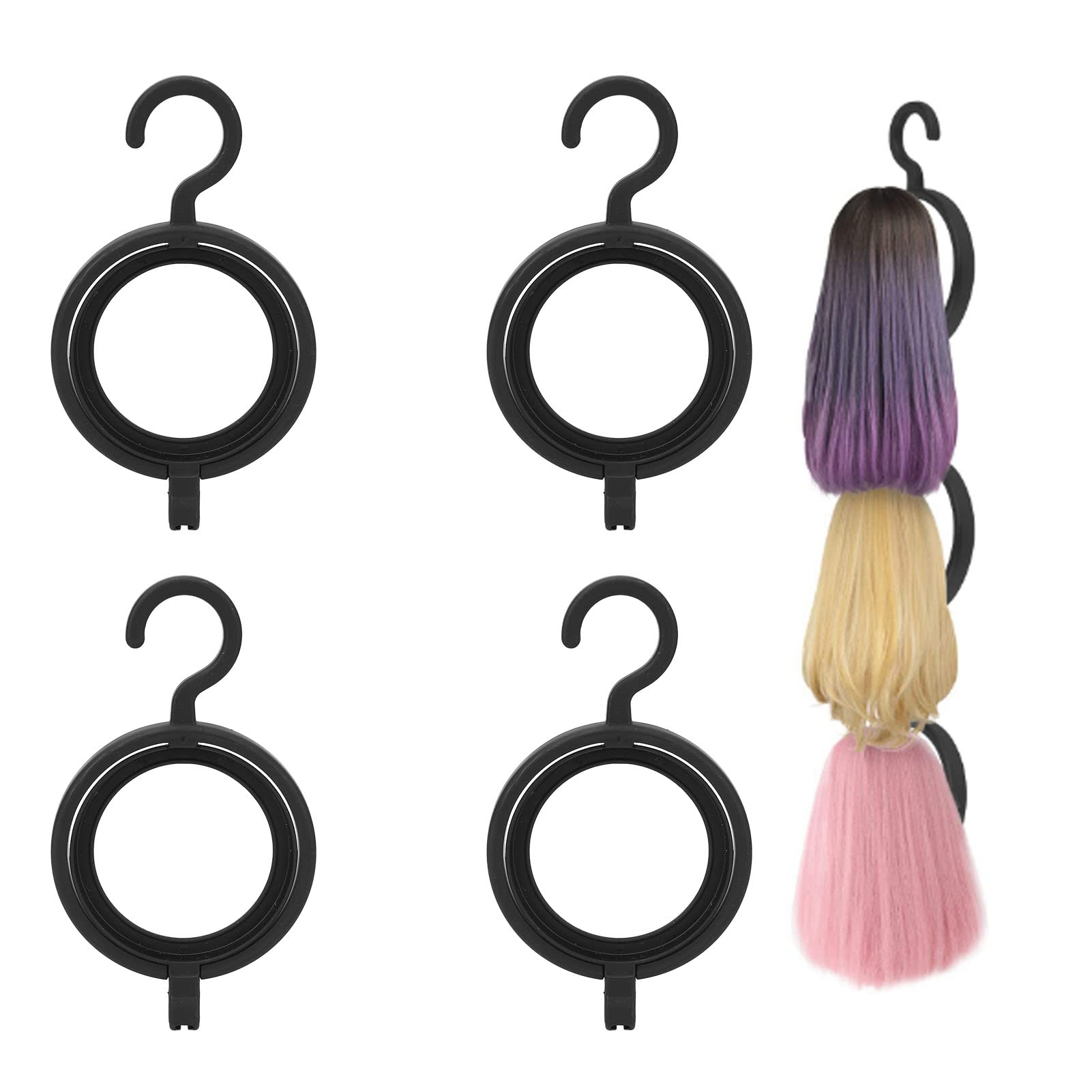 4pcs Portable Black Wig Storage Racks for Wigs Wig Hangers, Durable Collapsible Wigs Hanging Display Stands - Image 2