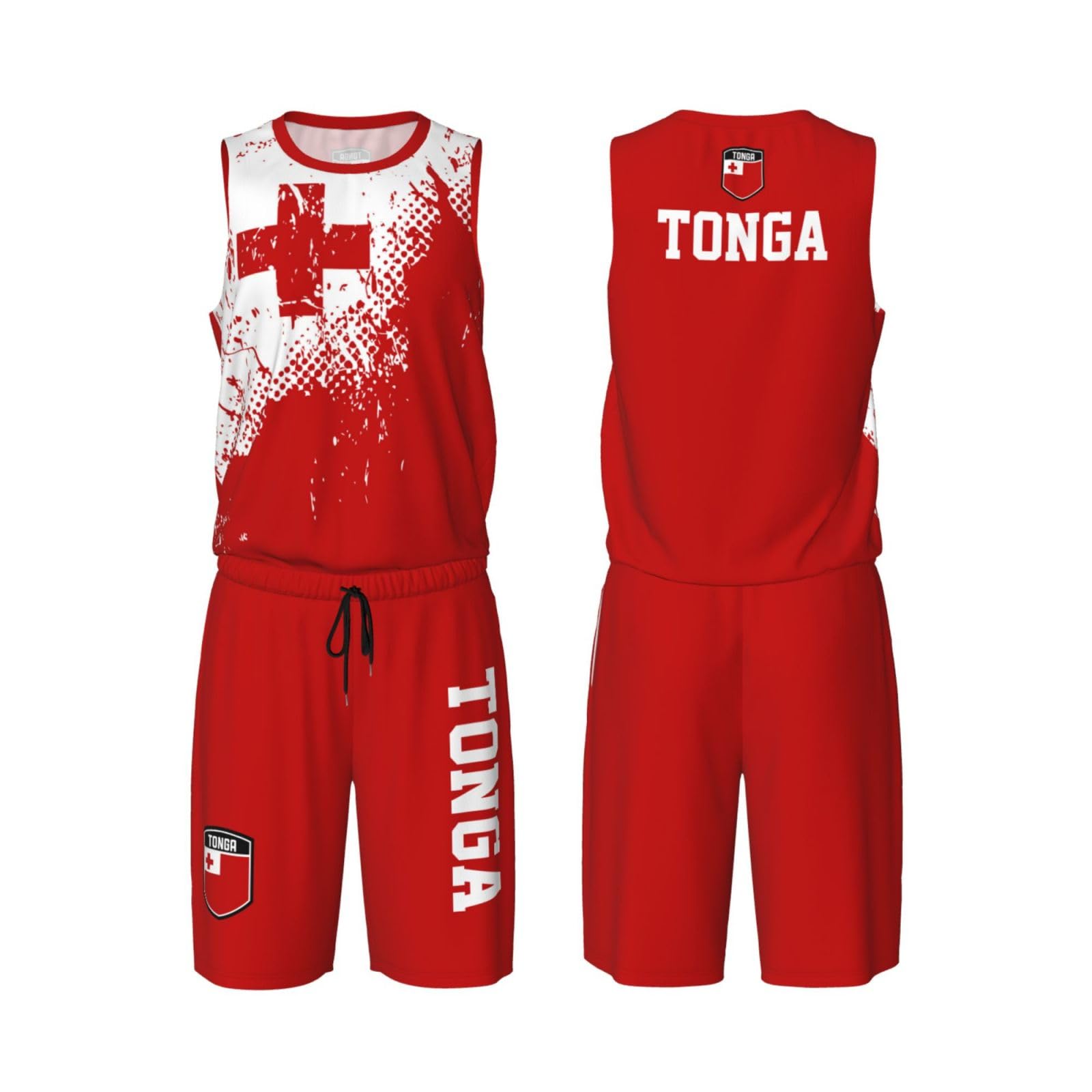 Tonga Flag Grain (1) Basketball Jersey Uniform Suit for Men Adults Training Athletic Set