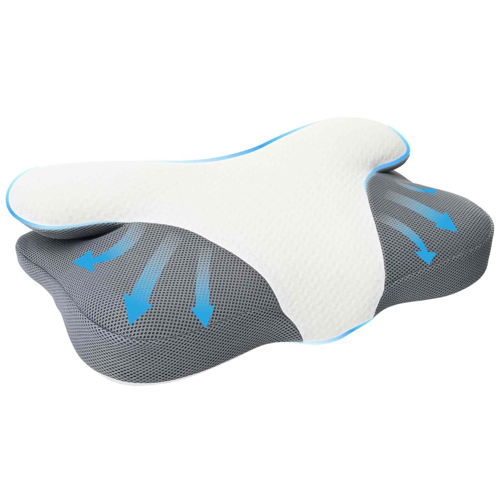 Almohada cervical blanca de espuma viscoelástica, 57 x 36 x 13 cm, almohada ergonómica con espuma viscoelástica transpirable, funda extraíble lavable para dormitorio y reposacabezas