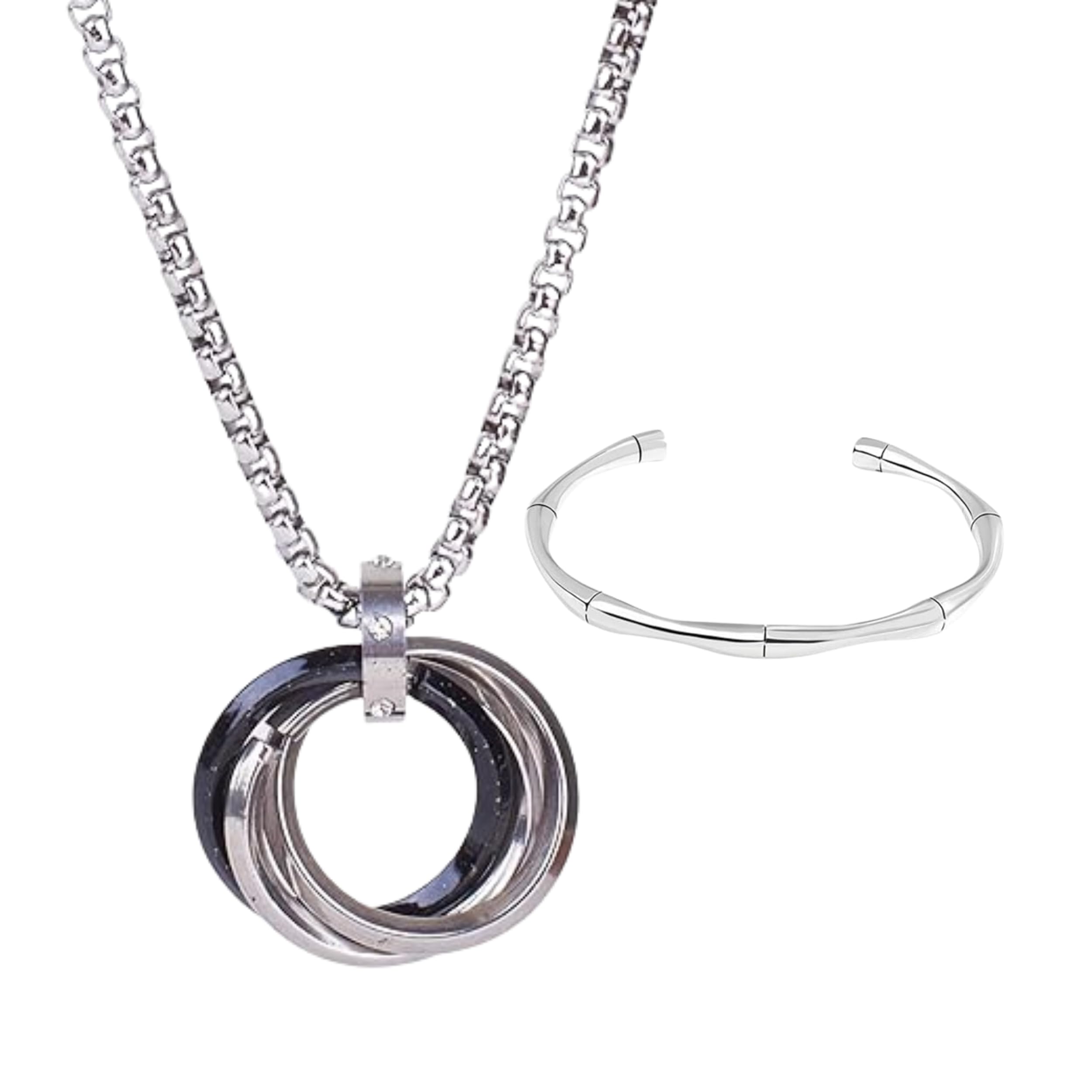 Set of Bracelet & Necklace for Men - Rocky & Vagabond - Pendant Jewellery Combo for Man, Boys | Gift for Diwali, Christmas, Marriage, Birthday