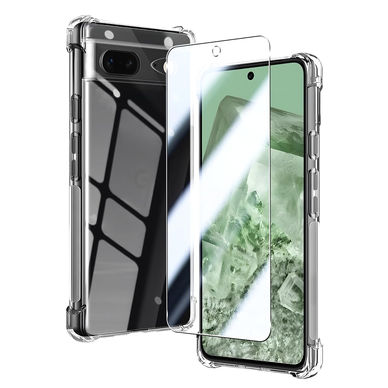 Google Pixel 8a 本体 クリアケース・ガラスフィルム貼付 画面割れ Google Pixel 8a 本体 クリアケース・ガラスフィルム貼付 画面