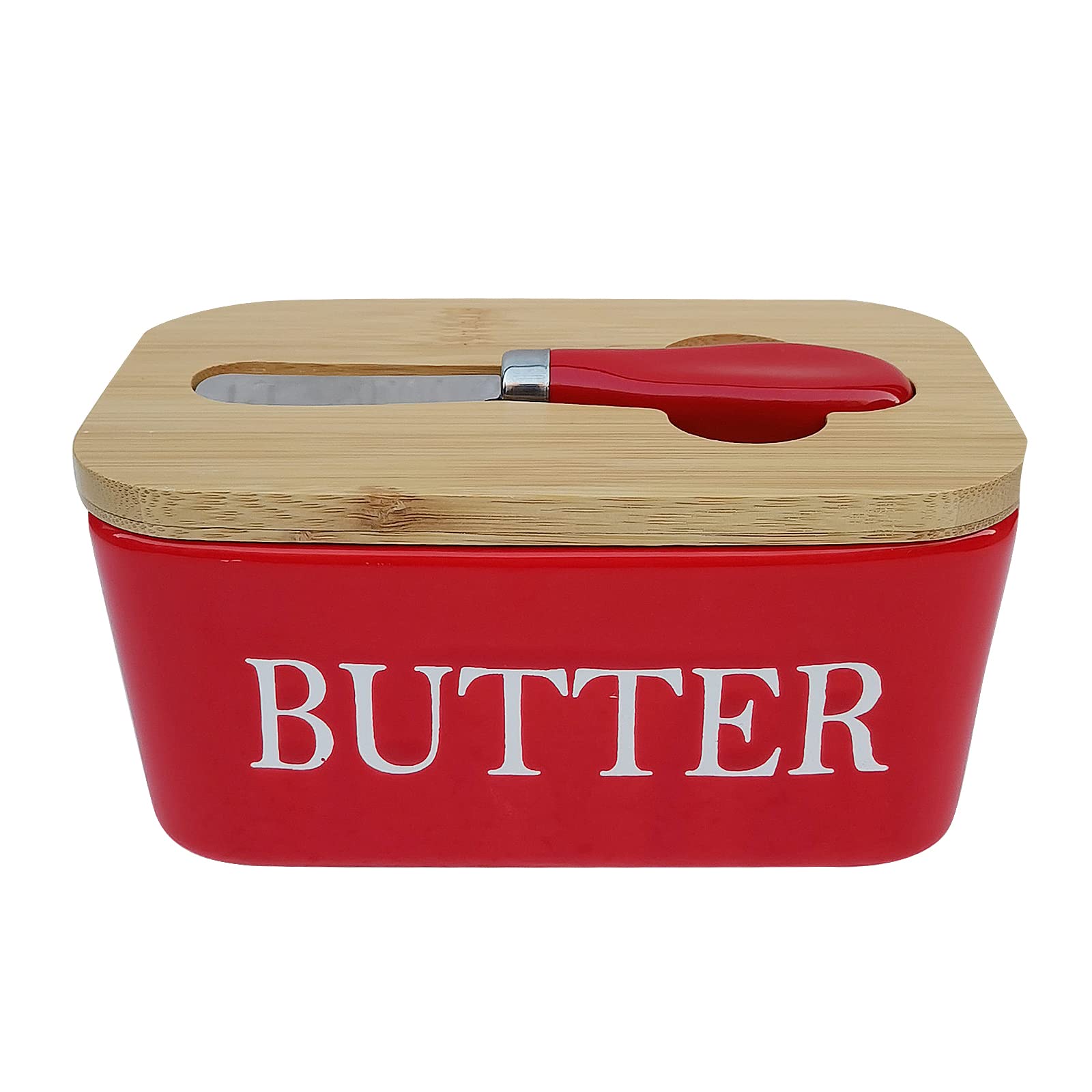 Butterdose Mit Deckel Aus Keramik – Groß Für 2 Stangen, Mit Messer, Grau