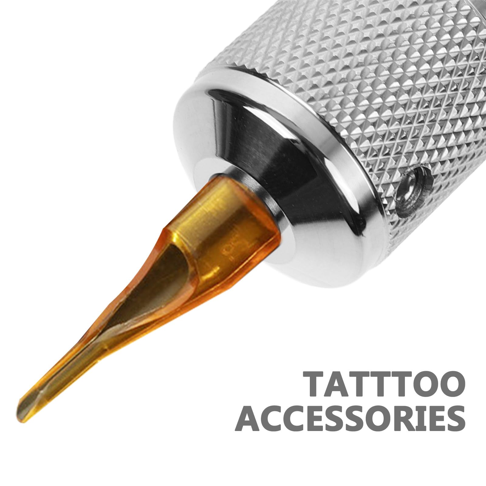 Angoily Selbstsichernder Edelstahl Tattoo Griffstück mit 7-8mm Innendurchmesser und Rutschfestem Griff für Tuben für Anfänger und Professionelle Tätowierer