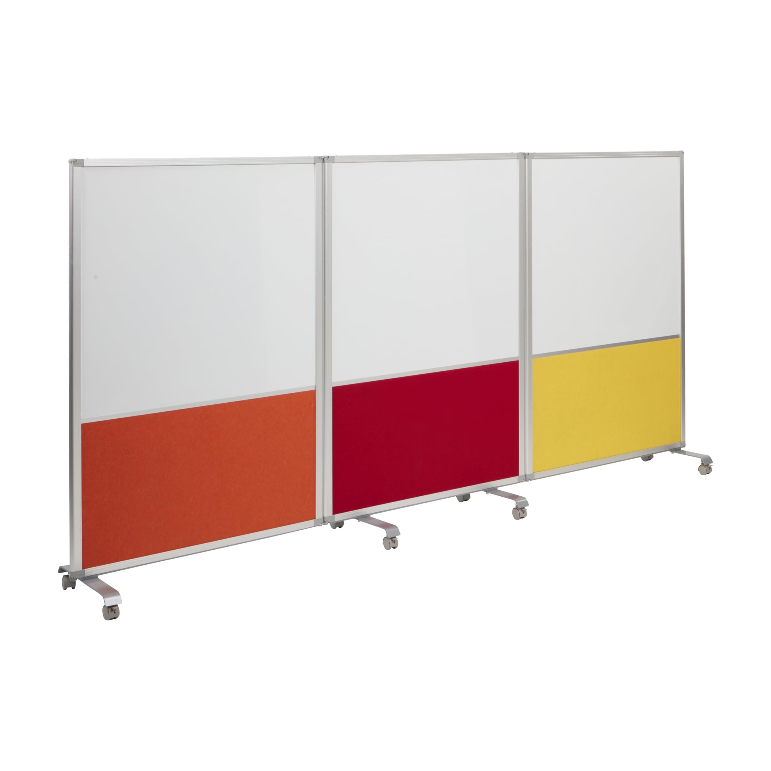 ECR4Kids Mobile Dry-Erase and Flannel Split Room Divider, 3-Panel, School Supplies, Primary