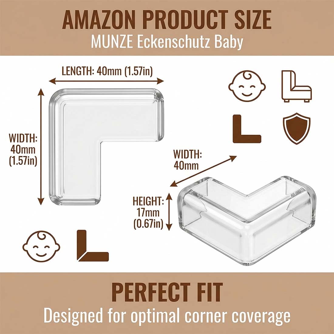 Protector Esquinas Bebe 10 Piezas Transparente Forma L Protección Mesa Muebles Niños — view 5