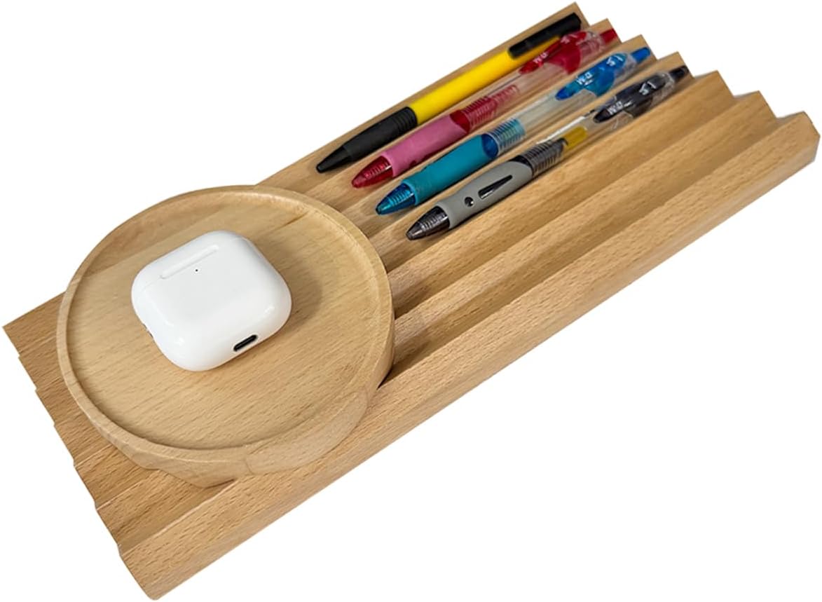 Pen Holder Office Desk Manager, A Desk Pen Holder with 6 Wavy Compartments, Pen Rack Office Accessories, Teacher Gifts, Suitable for School Office Art Accessories (Original)