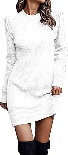 Pullover Dress Women's Long Sleeve A-line Cord Dress Turtleneck Elegant Jumper Dress Women's Oversize Loose Casual Fitted Sweatshirt Dress Knitted Dresses for Women Urban Classic Women's Jumper Dress