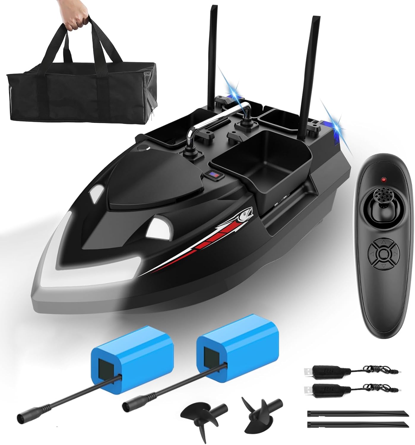 RC Bait Boat for Fishing with 4 Bait Containers