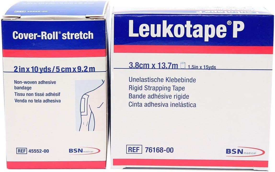 Leukotape P 1.5-Inch x 15-Yds & Cover-roll Stretch 2-Inch x 10-Yds Combo Pack (One Roll Each)