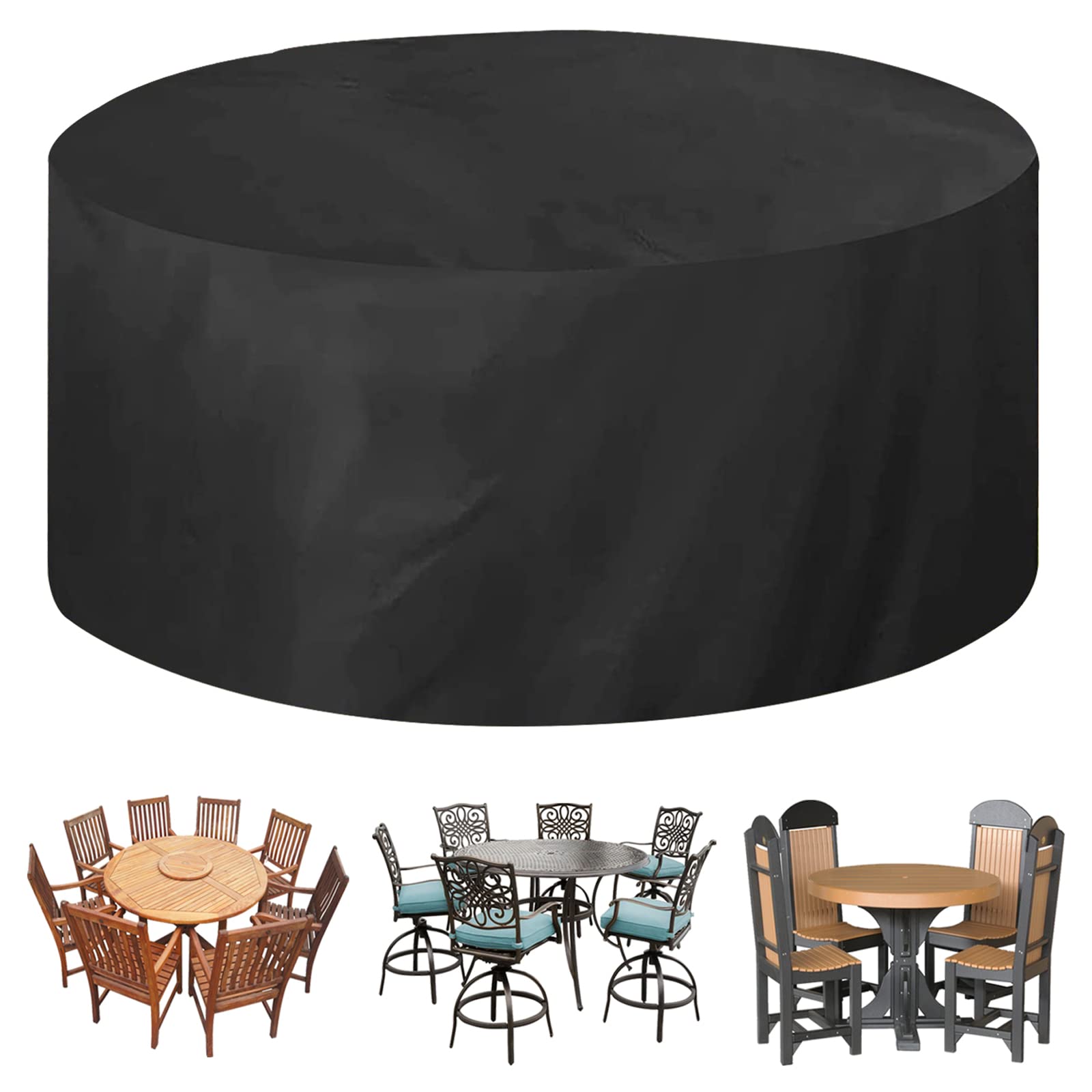 XYXH Patio Table Cover Waterproof 138" D x 35" H, Outdoor Patio Furniture Covers Waterproof, Garden Furniture Covers Round, Tear-Resistant Wind-Proof