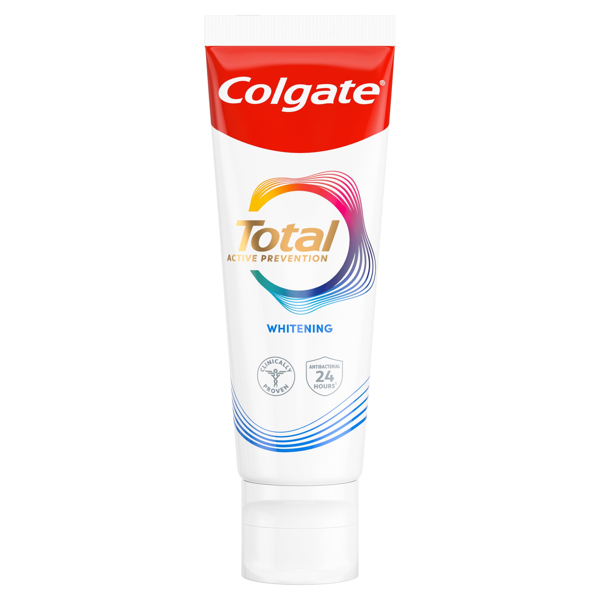 Colgate - Total Prévention Dentifrice 24h Active Blancheur Naturelle - Réduit les taches de surface - 12x75ml
