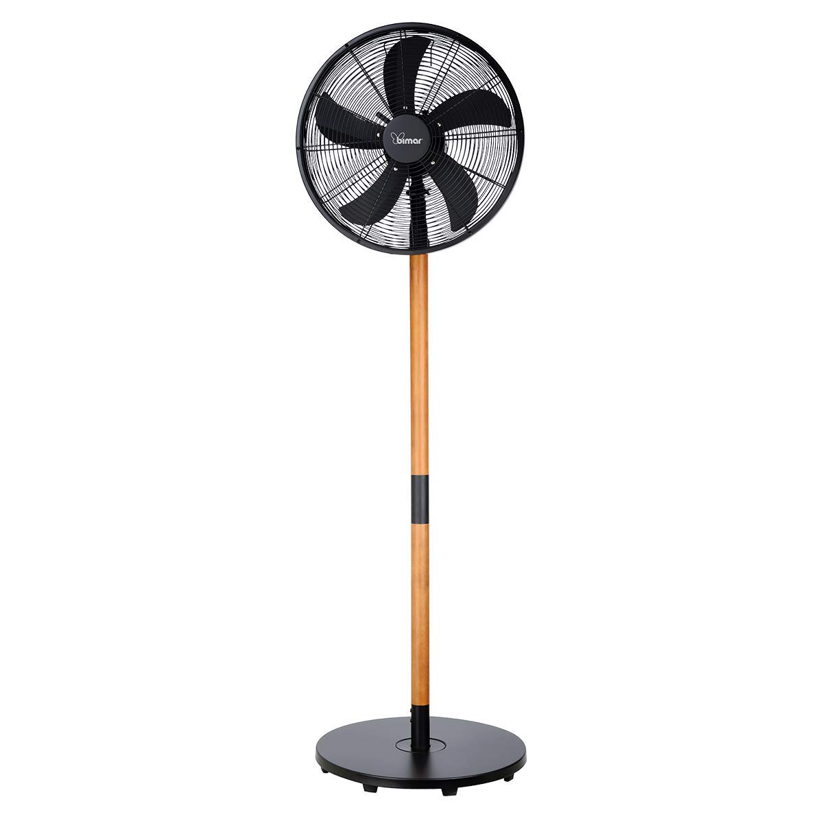 Bimar VPM410 Ventilatore a Piantana Altezza 150 cm in Legno e Metallo, Ventilatore Silenzioso con Selettore 0 +3 Velocità, Elica Ø 40 cm con 5 Pale, Motore 50W, Tasto Oscillazione Dx-Sx