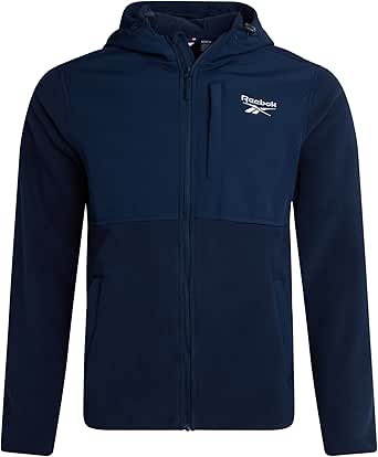 Reebok Mens Fleece Jacket - Lightweight Polar Fleece Zip Up Winter Jackets for Men - Gym Workout Running Outdoor Mens Jacket