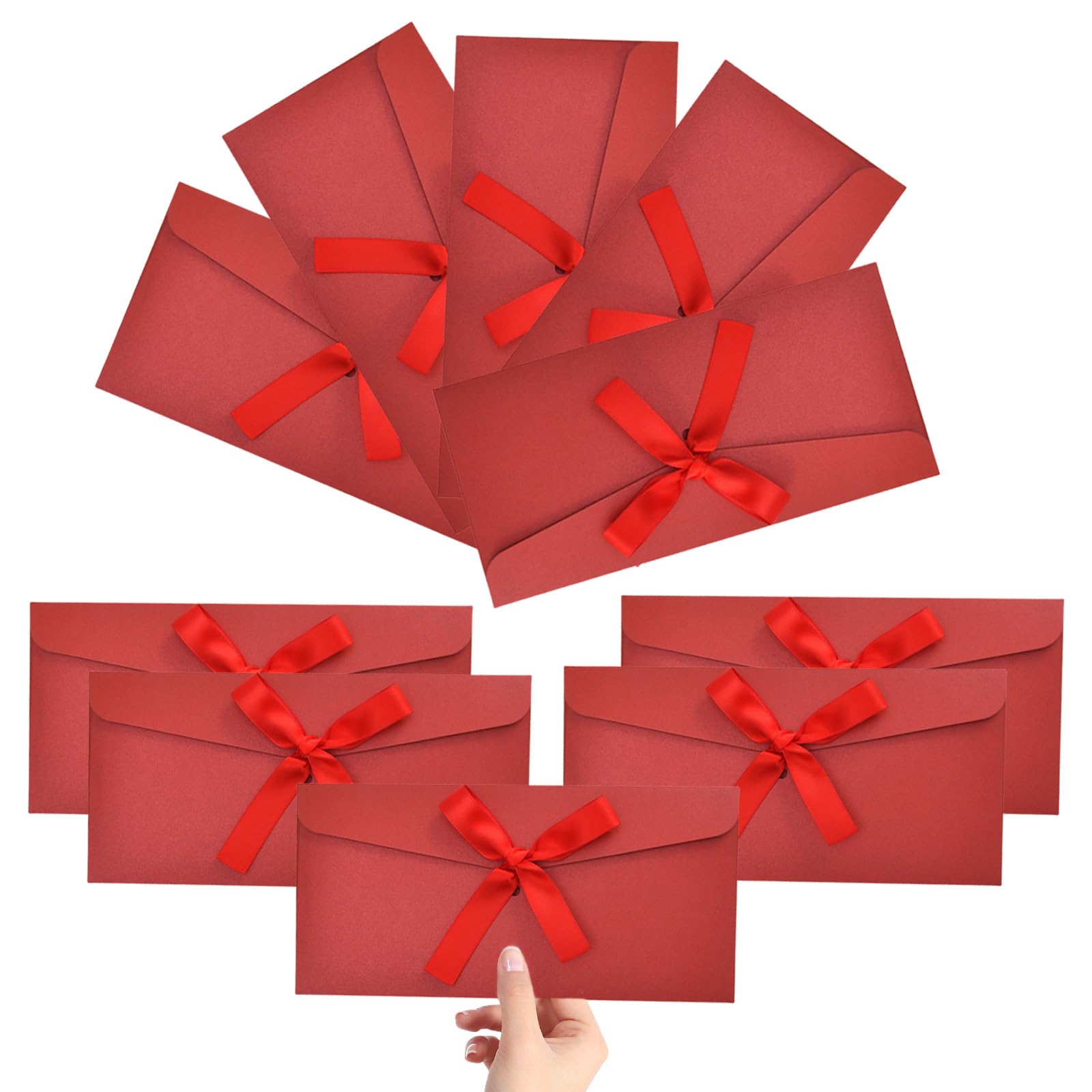 GWAWG 10PCS Gift Envelopes with Ribbon,Money Cash Gift Envelopes with Ribbons,Personalised Gift Cards,Vintage Kraft Paper for Invitations Greeting,Thanksgiving,Valentine's Day