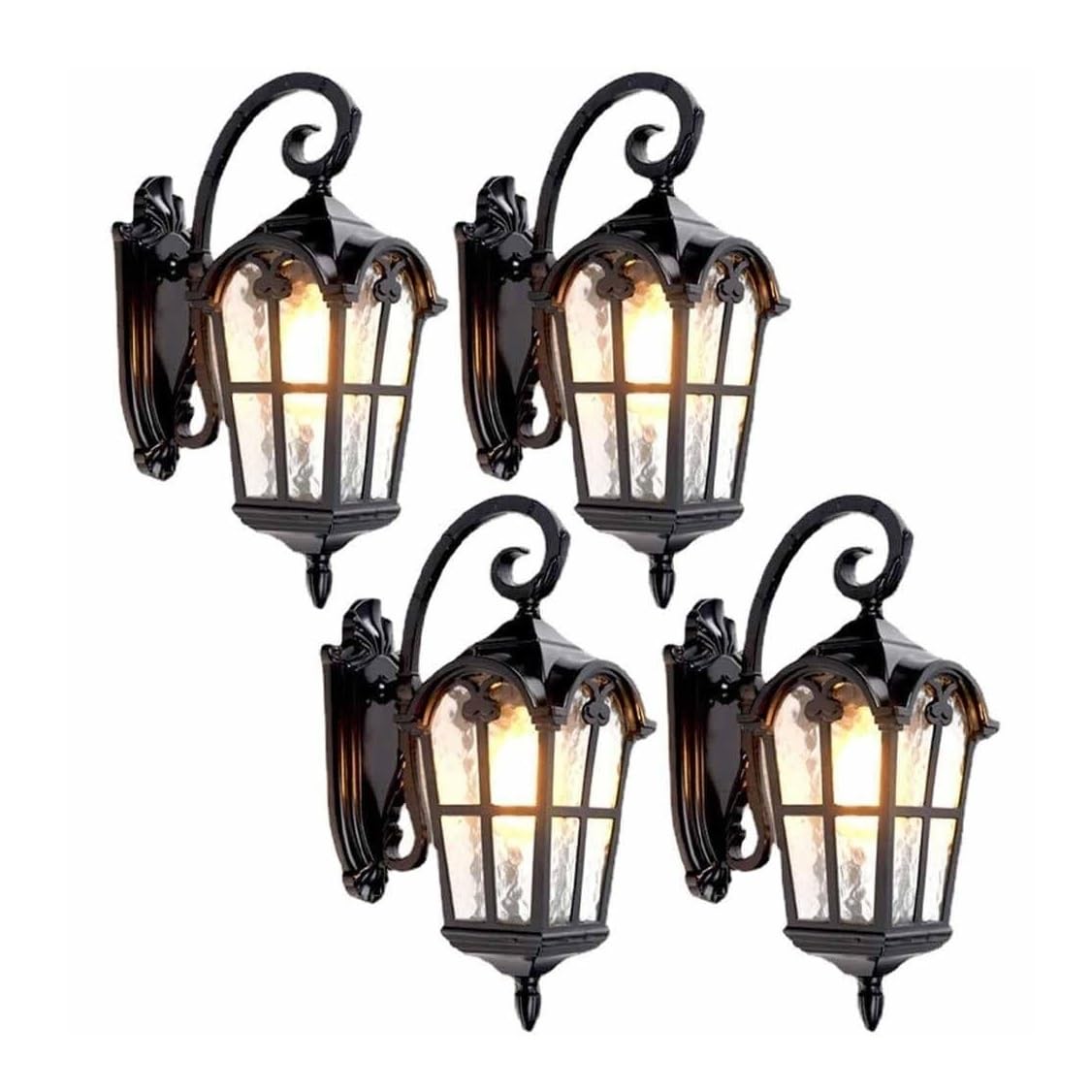 CVdrtyED Outdoor Wall Lights Black Aluminum Outdoor Wall Sconce Glass Lantern Light Waterproof Exterior Lamp for Garden Hallway Yard Durable Porch(4 Pack)
