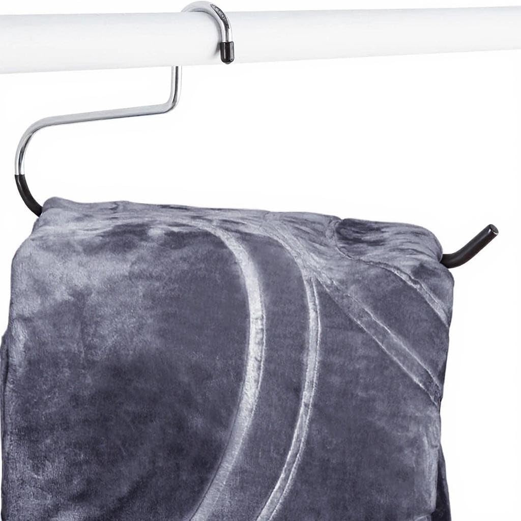 BuyDBest Stainless Steel Heavy Duty Hangers Set of 9 for Blankets and Towels Closet or Bathroom Storage Hangers Heavy Duty Metal Over The Rod Holder for Throws Sheets and Linens