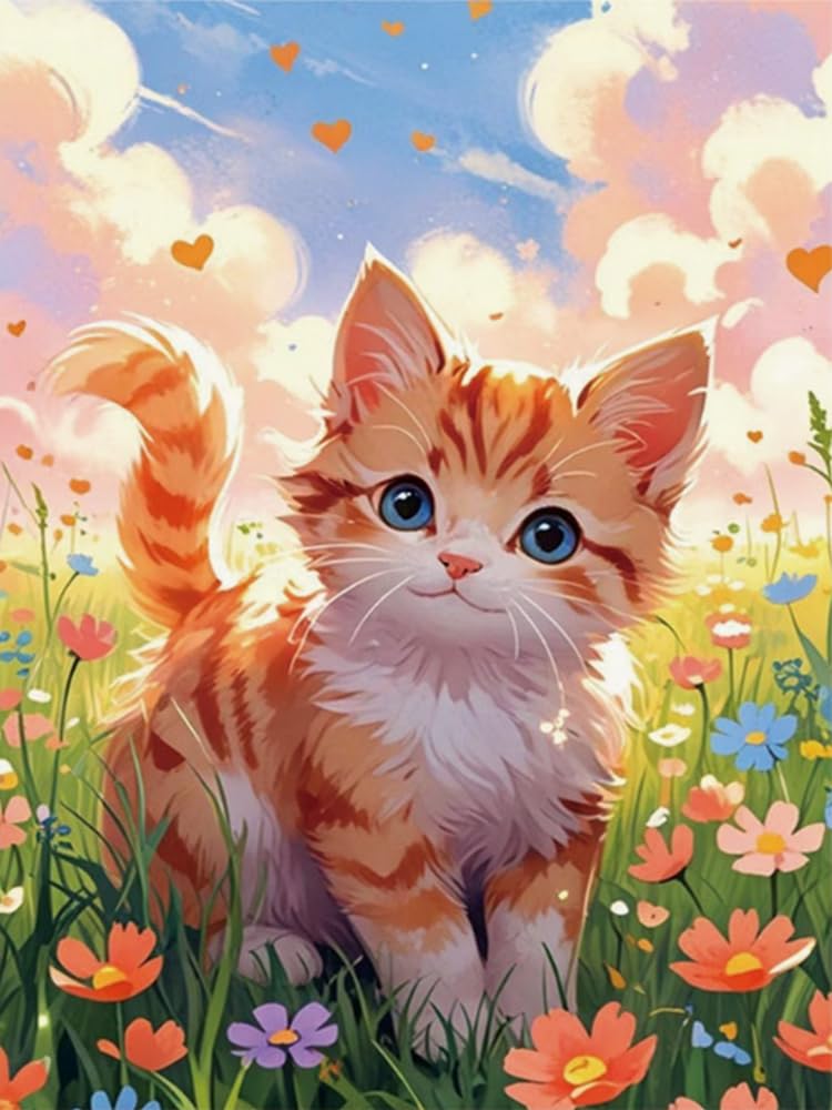 Brennora Embroidery Cross-Stitch Kits for Adults Beginners Pre Printed Cross Stitch Kit Kitten 11CT Needlework Arts and Crafts for Home Decor 16x20 inch
