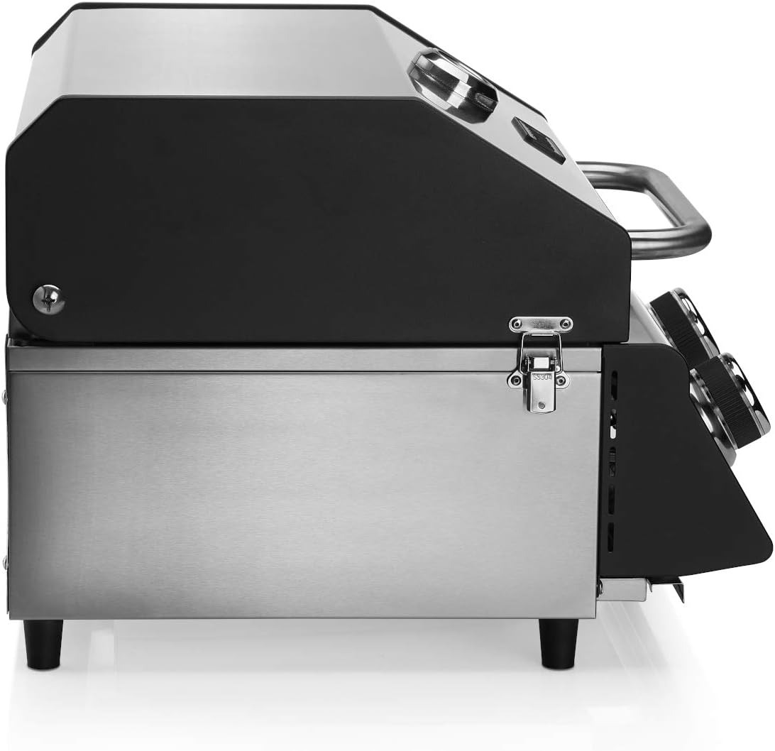 TAINO COMPACT 2.0 S Set di copertura per barbecue da tavolo, riduttore di pressione a gas, compatto, 2 fuochi in acciaio inox TAINO COMPACT 2.0 S Set di copertura per barbecue da tavolo, riduttore di pressione a gas, compatto, 2 fuochi in acciaio inox