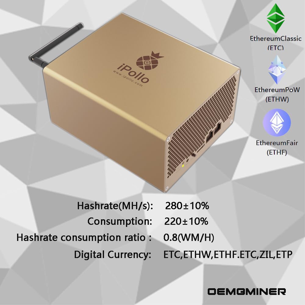 iPollo V1 Mini Classic Ethereum Classic Plus Miner 280 MH/s 270 W Crypto  Currency ETC ZIL ETP EXP WiFi Version: Amazon.de: Computer & Accessories