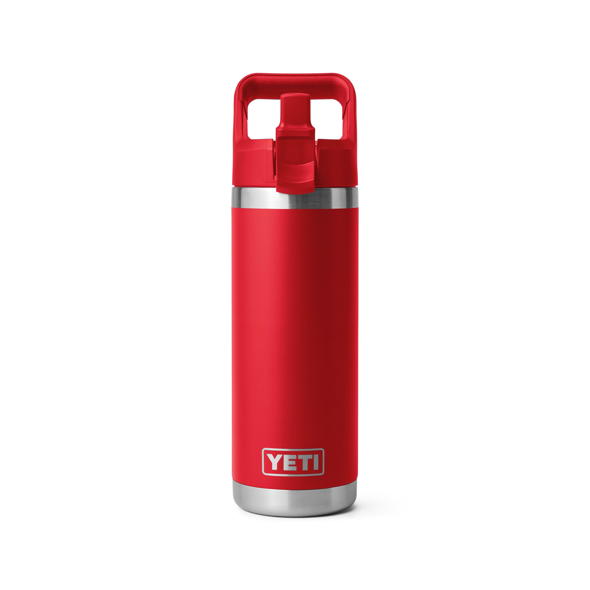 YETI Rambler C Straw Bottle, Stainless Steel Vacuum Insulated Bottle with Straw Cap, Rescue Red, 18 oz (532 ml)