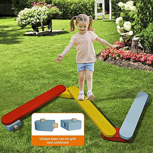 Autirinee Balance Beam Stepping Stones, Wooden Balance Board, Montessori Toy - Build Coordination And Gross Motor Skills, Gymnastics Obstacle Course Indoor&Outdoor, Toddler Gift (3Pcs, Multicolor) #TOP5