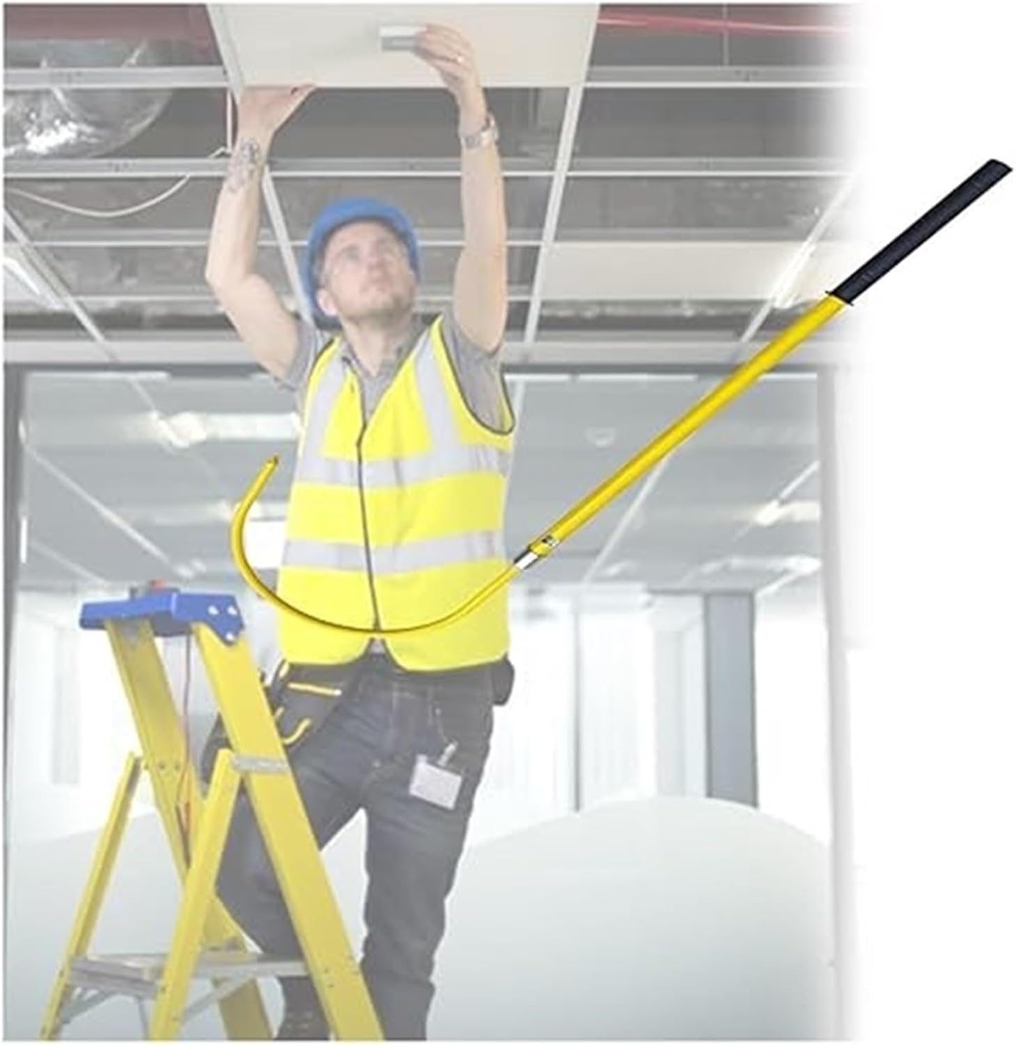 Anti-Electrocution Rescue Hose，Anti-electrocution Electrical Safety Pulling Pole High Voltage Insulated Rescue Hook for Substations/Auto Maintenance/Factory, Emergency Protective 220lb Load