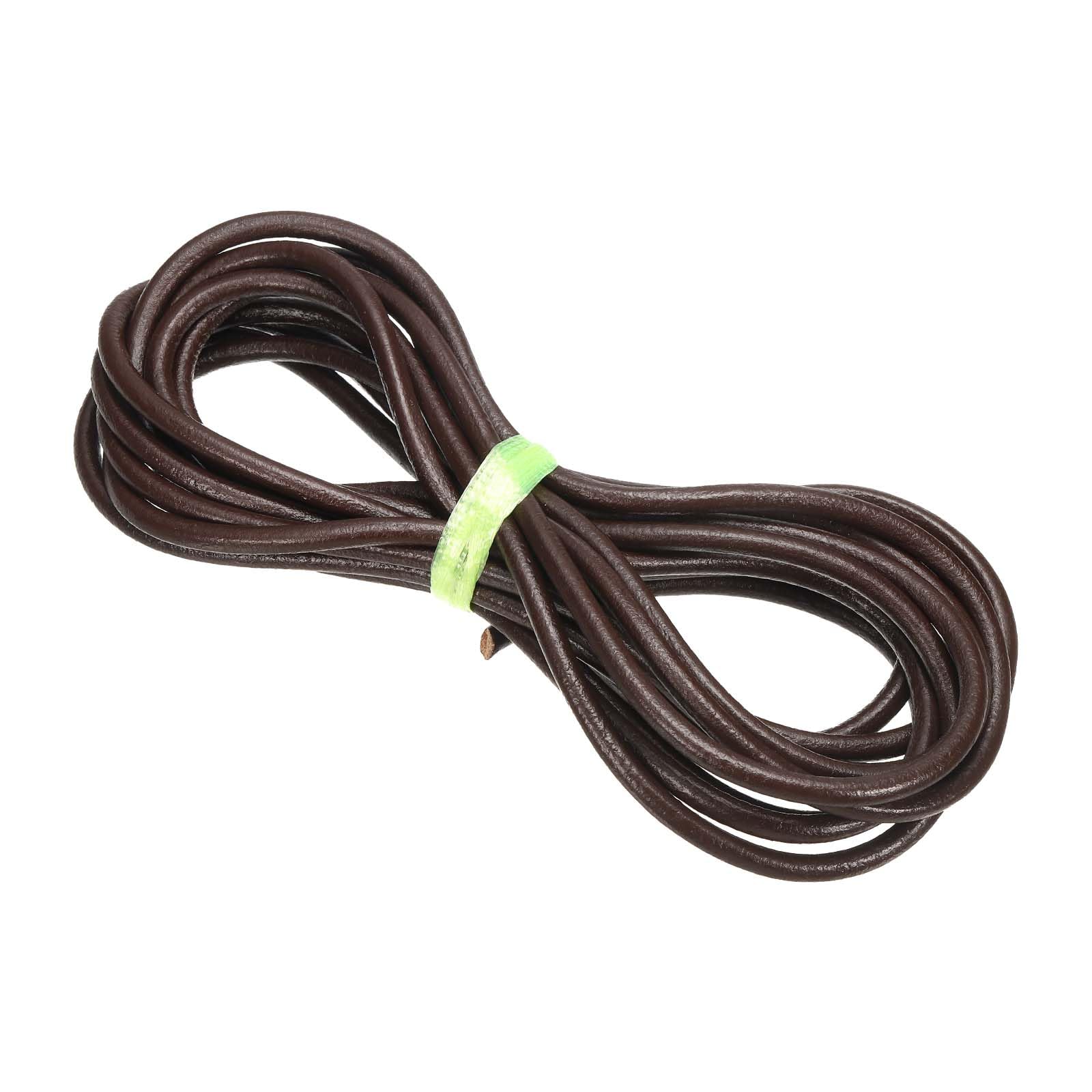 Corde en cuir tressé ronde 6mm PATIKIL marron foncé de 4 yards pour bijoux DIY