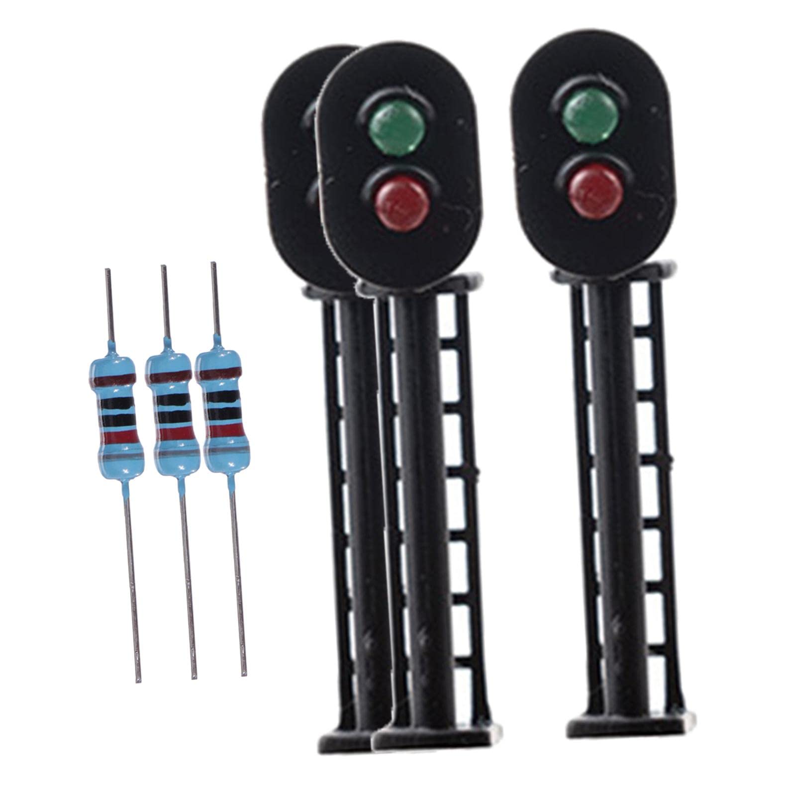 3 Stück Modellbahn Lampen HO 1 87 Eisenbahn Signalleuchten Bahnübergang Licht Straßenlaterne Stahlmaterial mit 3V/12V Widerständen für, Stil B