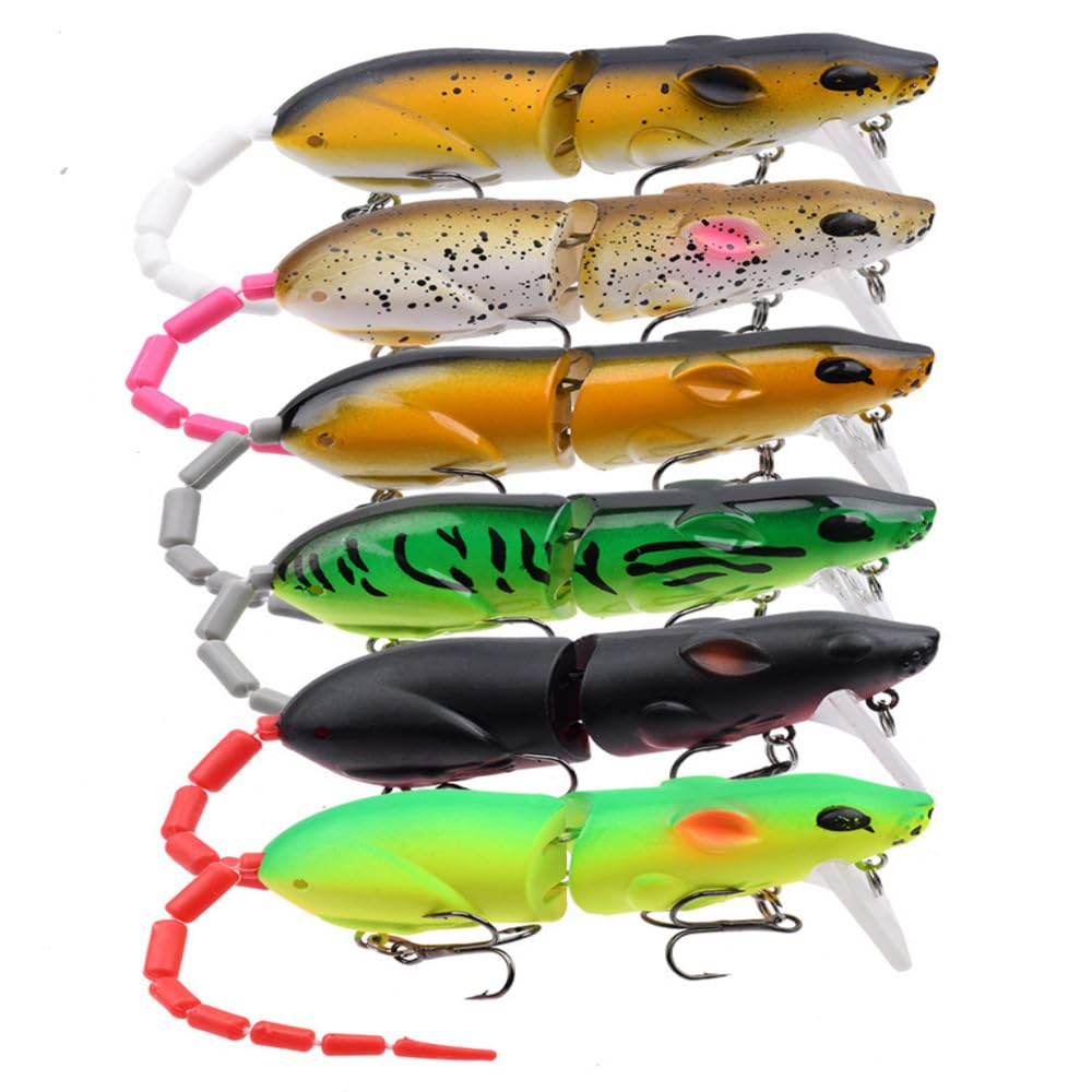 East Rain Lifelike Mouse Fishing Lures Multi-Jointed Rat Swimbaits with Treble Hooks for Bass Pike Trout(6.1in /15.5cm 0.55oz./15.5g 11Colors Option)