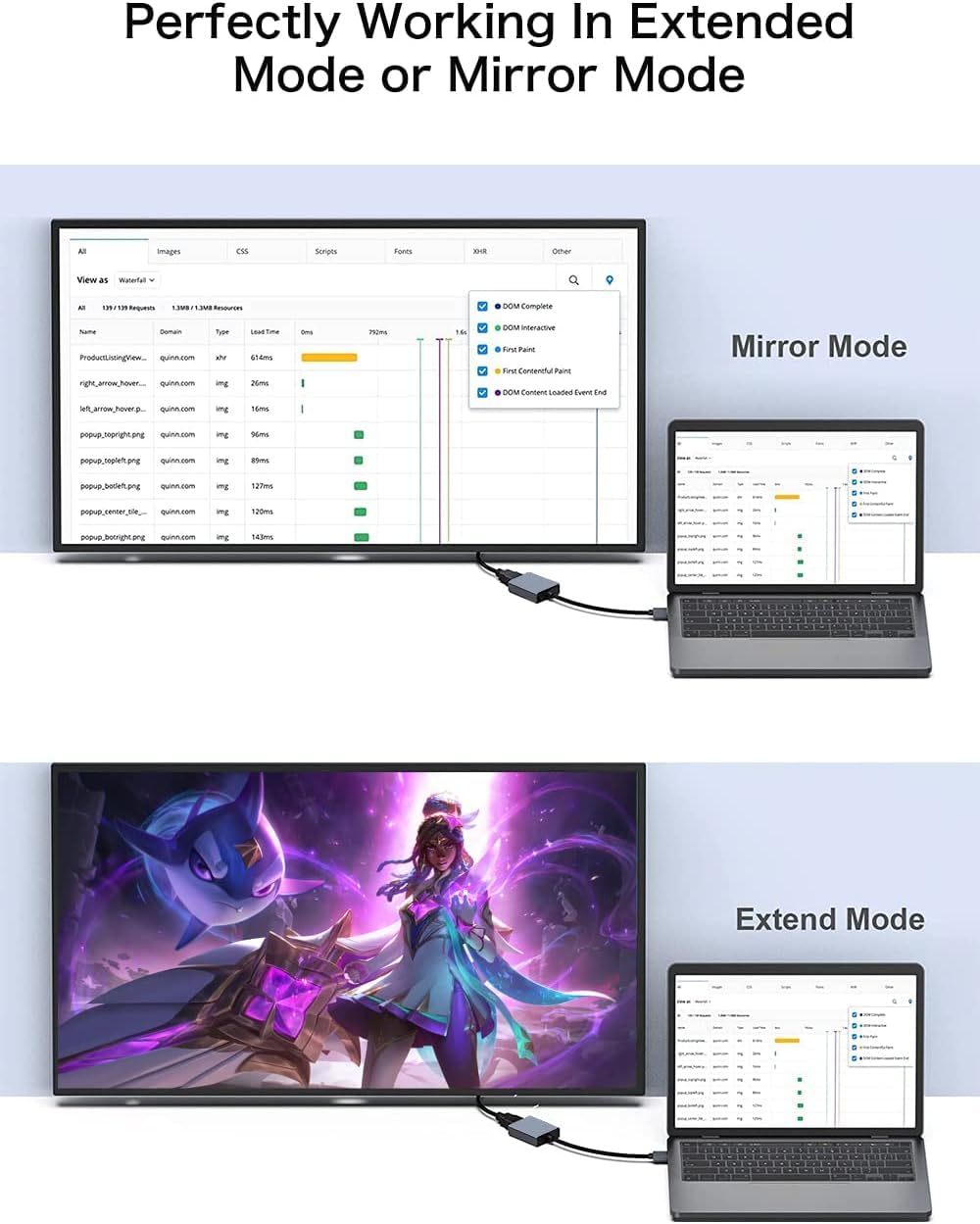 KLOMIER USB to HDMI Adapter - 3.0/2.0 Multi-Monitor Cable,Compatible with Windows 7/8/10/11 and MacOS for Multiple Monitors - 4
