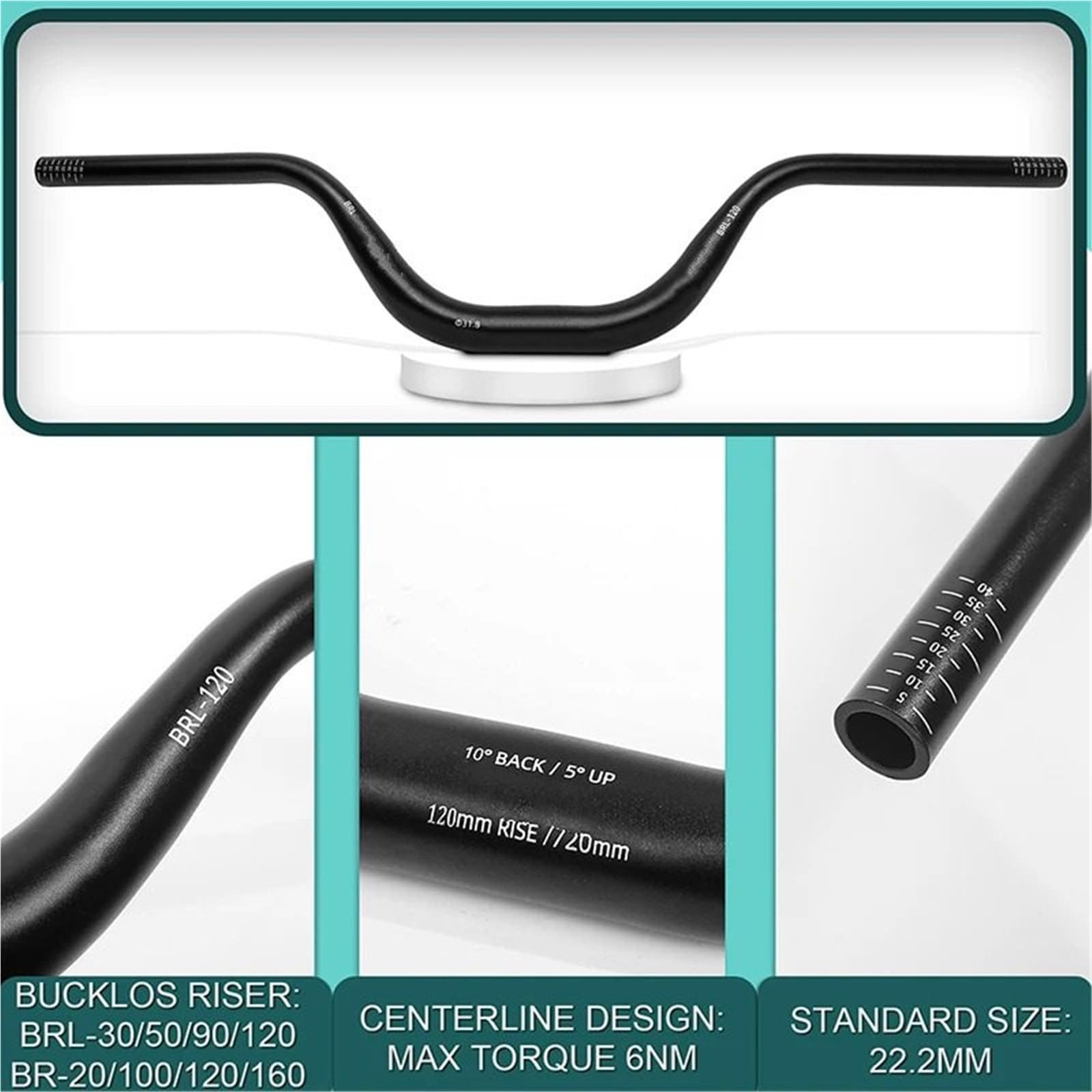 Pièces de guidon en alliage d'aluminium, 31.8mm 720mm 780mm, 30/50/90/120mm Moto Barre Montante Montage(31.8-720-90mm-Black)