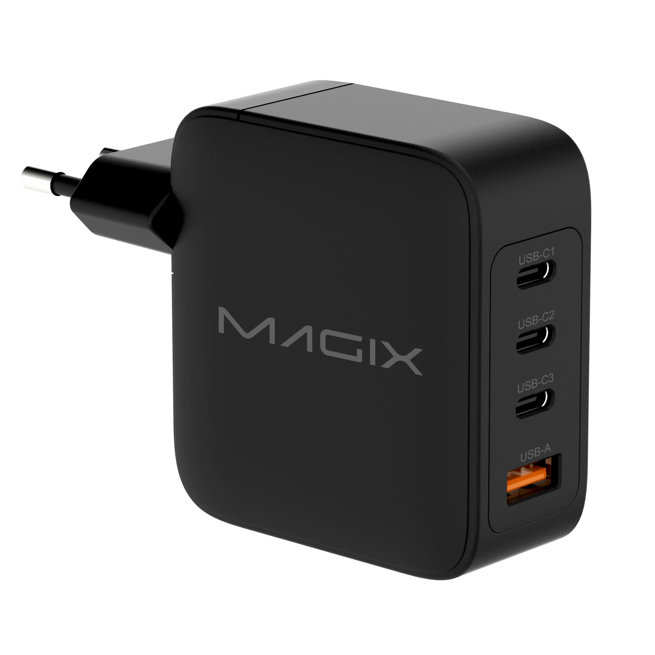 Magix Caricatore 4 Porte 140W, Caricabatterie GaN PD Power Delivery, 3x USB-C e 1x USB-A, per MacBook Pro, Dell XPS, iPhone 15/14/13/12 Series, iPad, Galaxy S23 Ultra, Switch e altro (EUR PLUG)